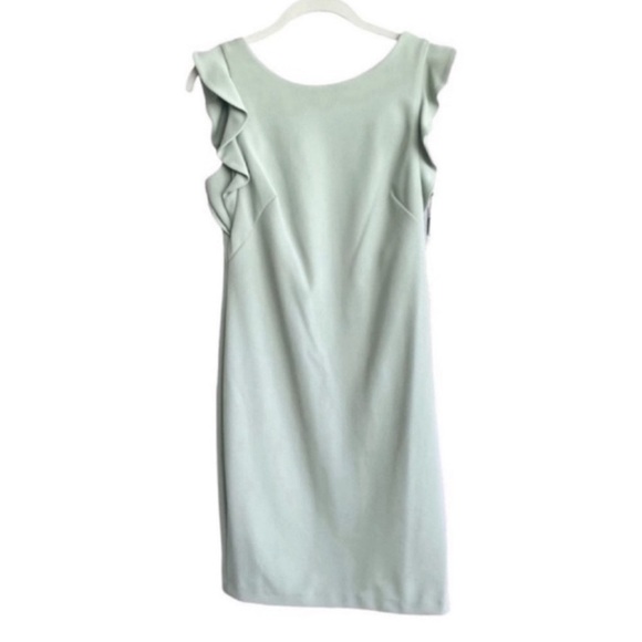 Calvin Klein Dresses & Skirts - NEW Calvin Klein Ruffle Shoulder Dress Square Back Crepe Jadeite Green Size 6